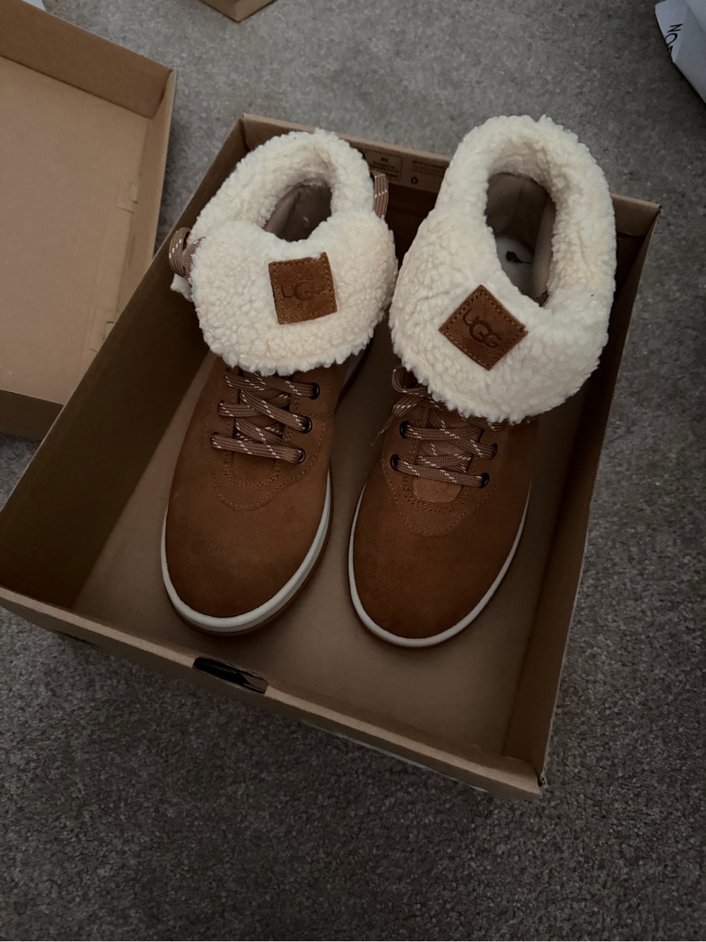 UGG Chestnut/Tan Rubber Sole Casual Boots